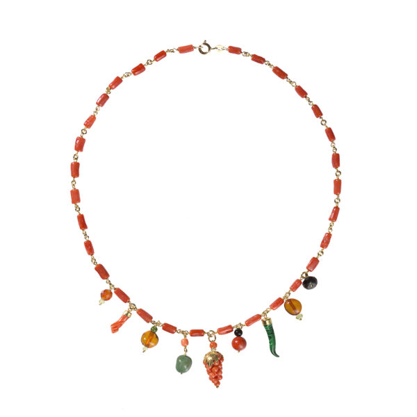 coral necklace with charms